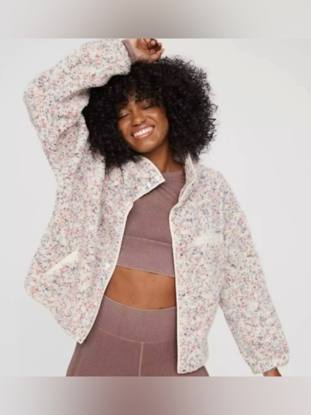 Aerie Speckled Chunky Fleece Jacket in the Confetti Colorway, Sz M (P2P 23”)